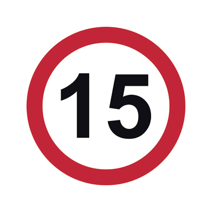 15mph 450mm circle RA1 Reflective 3mm Aluminium Comp c/w Channelling