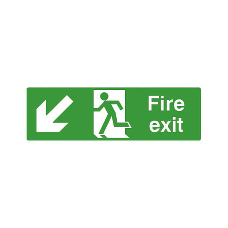 Fire exit - down and left - 1: Rigid Plastic - G: (300x100mm)