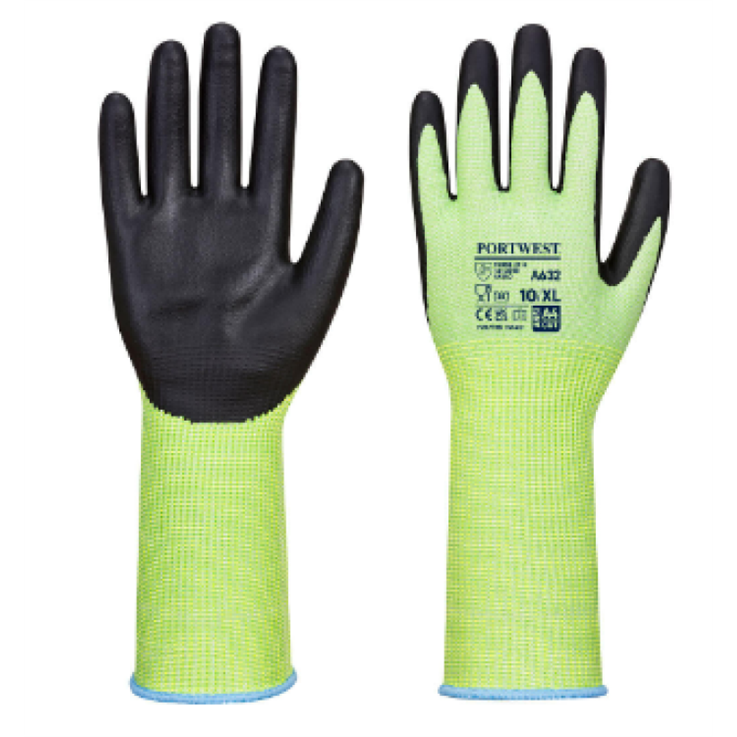 A632 - Cut D13 Nitrile Green Long Cuff Glove Green/Black