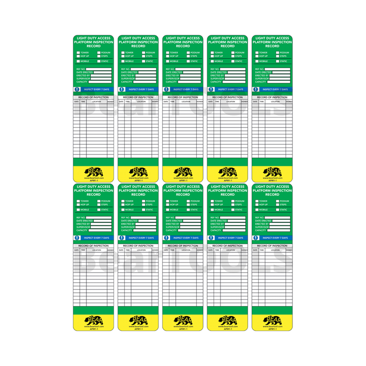 BearTOOLS Platform Safety Notice Inserts - Pk10