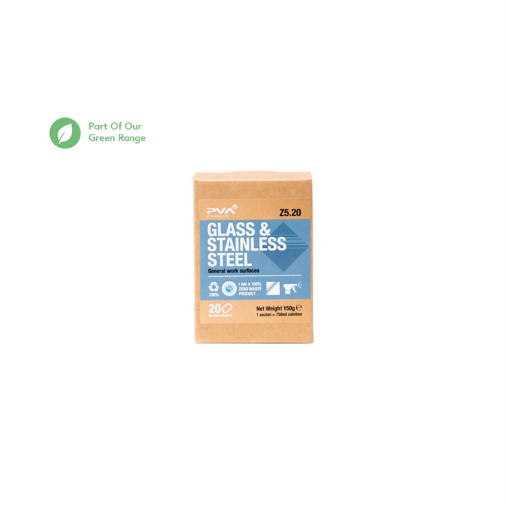 PVA Glass & Stainless Steel Cleaner - Sachet Refill - Pk-20