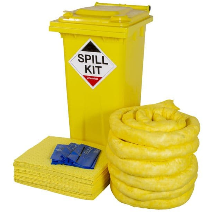 Chemical Spill Kit Yellow Wheeled Bin 120L