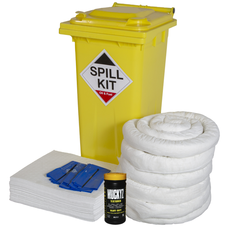 Oil / Fuel Spill Kit c/w 120L Yellow Wheeled Bin