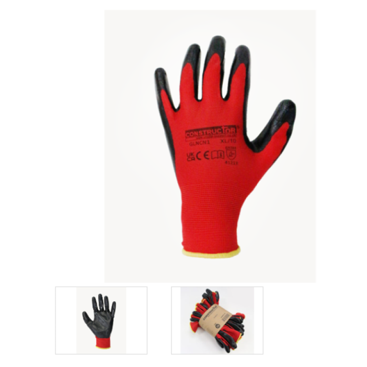 Nitrile Coated Polyester Cut Level 1 Safety Glove - Pack 10