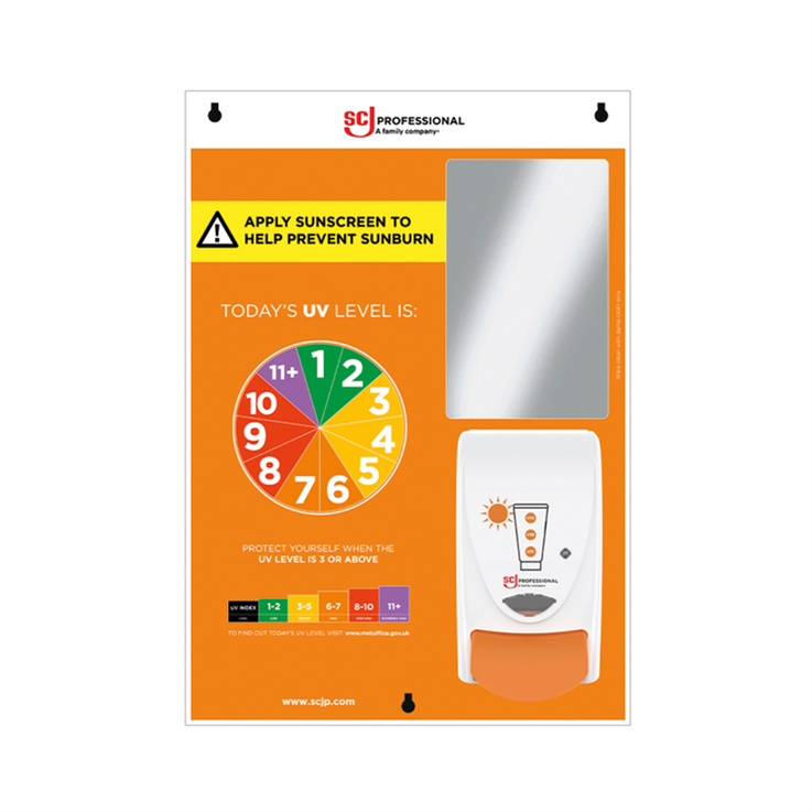 Sun Safety Dispenser Board inc UV Indicator, Mirror & Empty 1ltr Dispenser
