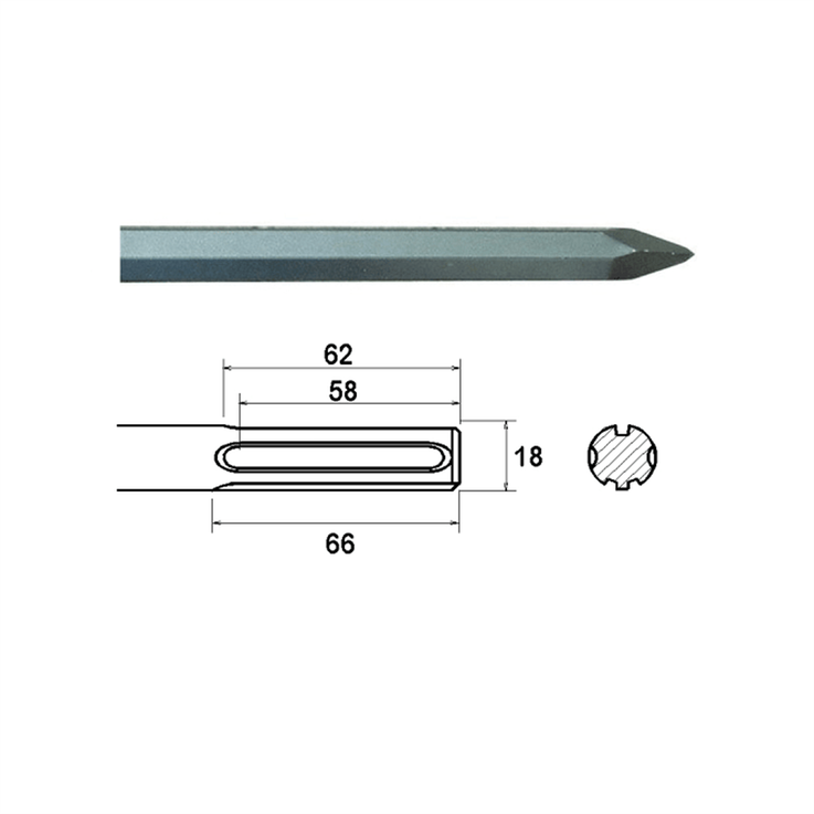 SDS Max Drill Bit, Pointed Chisel - 400mm