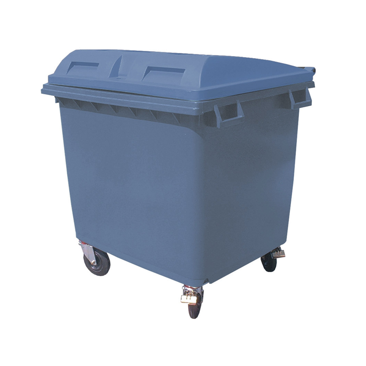 4 Wheeled Waste Bin c/w Lid - Dark Grey - 1100ltr