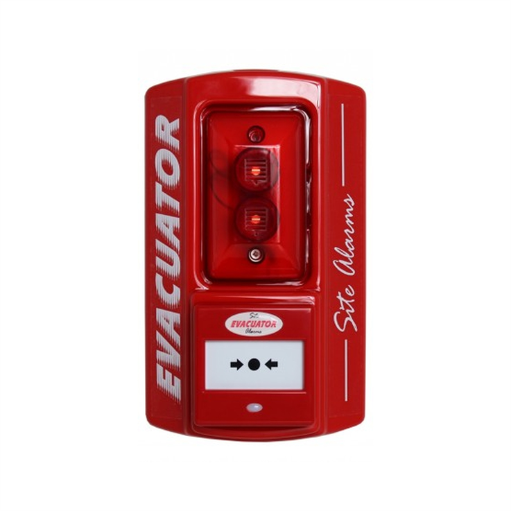 Site Fire Alarm with Call Point Operation & 9V Battery - 110db Output 280x165x76mm 1kg