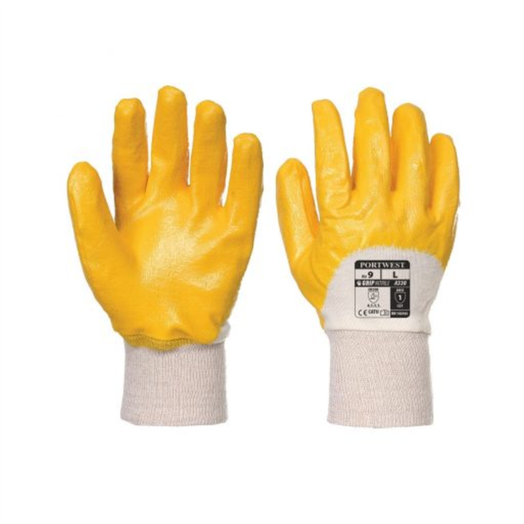 Lightweight Nitrile 3/4  Dip Knit Wrist Glove - Yellow - 10 (XL)