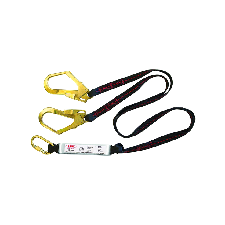 Forked Twin Tail Shock Absorbing Lanyard c/w Scaffold Snaphooks - 2.00m