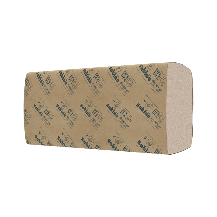 2 Ply V-Fold 100% Recycled Hand Towels – Unbleached natural colour – Pk 3200 Sheets