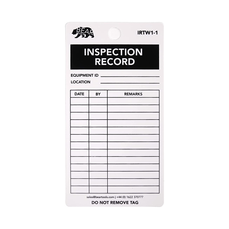 BearTOOLS Inspection Record Tag - 20 Pack