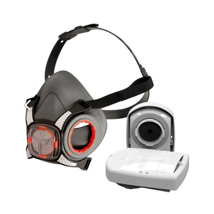 Force 8 Face Mask with P3 RD PressToCheck Filters - Grey - Medium