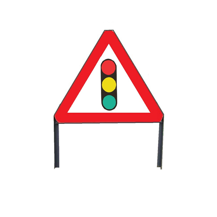 Traffic Lights In Use Ahead Metal sign in frame with clips - 750mm