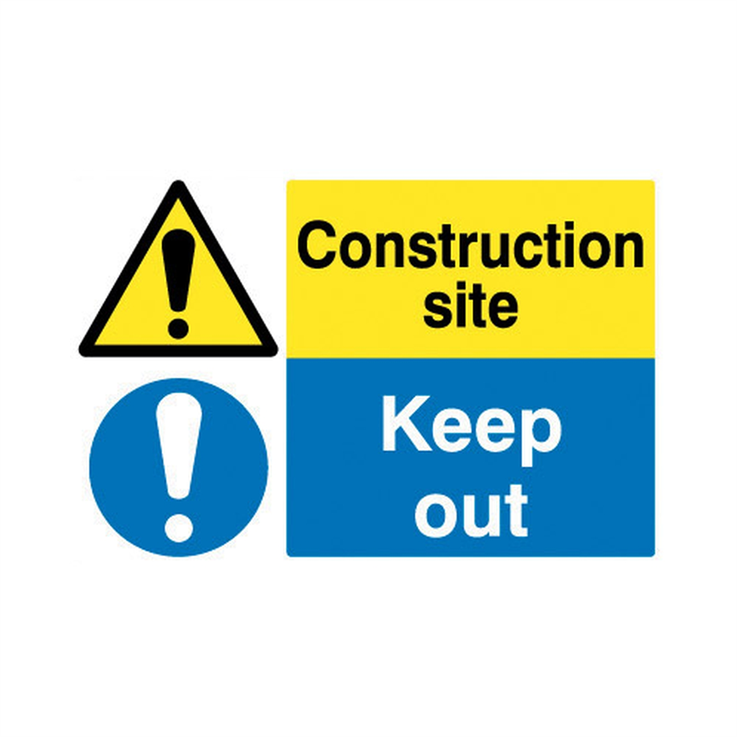 Warning construction site keep out - 1: Rigid Plastic - (600x400mm)