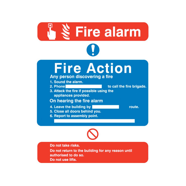 Fire action/call point without lift - 1: Rigid Plastic - (300x250mm)