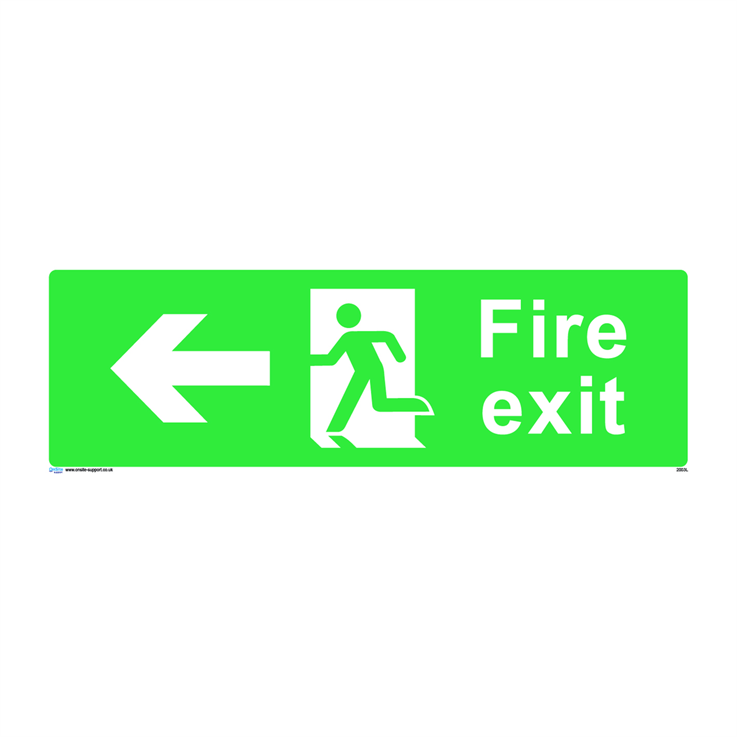 Fire exit - left - 1: Rigid Plastic - (450x150mm)