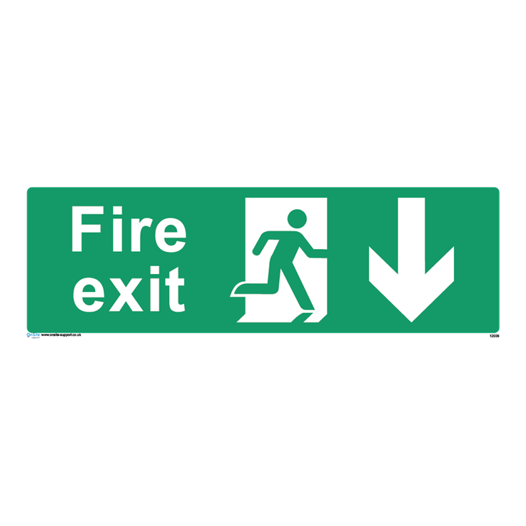 Fire exit - down - 1: Rigid Plastic - (450x150mm)