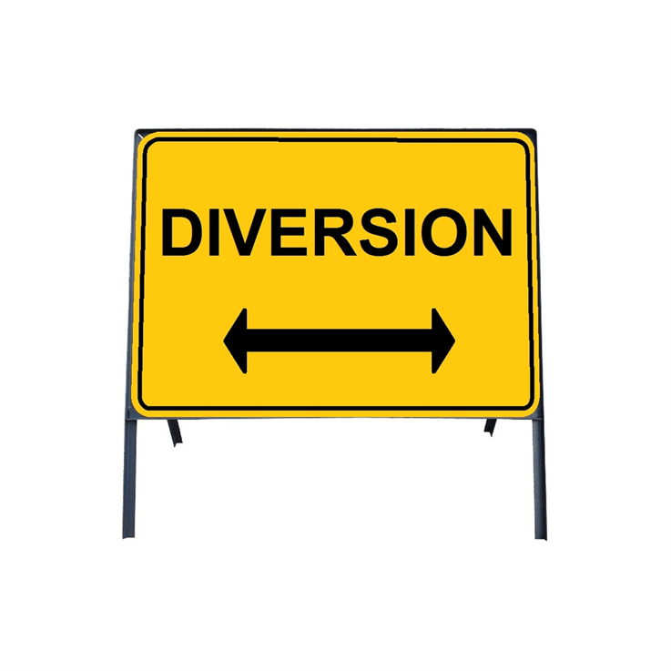 Diversion (Reversible Arrow) Sign - 1050 x 750mm