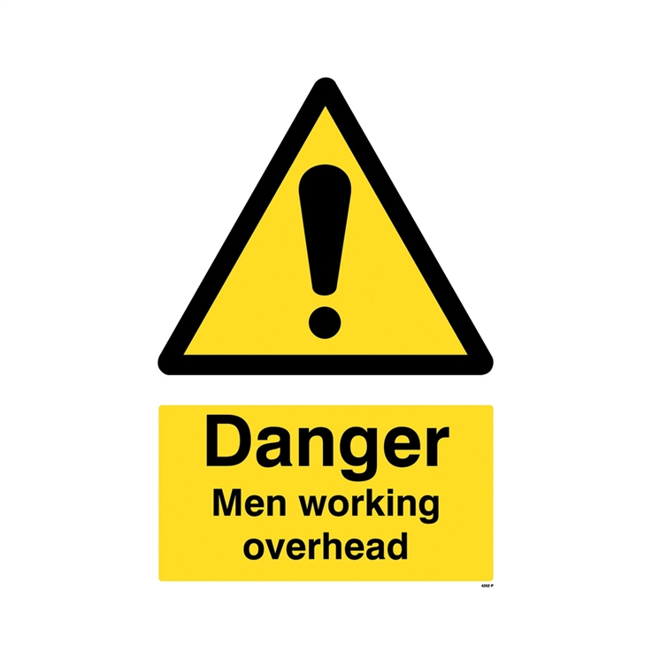 Danger men working overhead - 1: Rigid Plastic - (600x400mm)