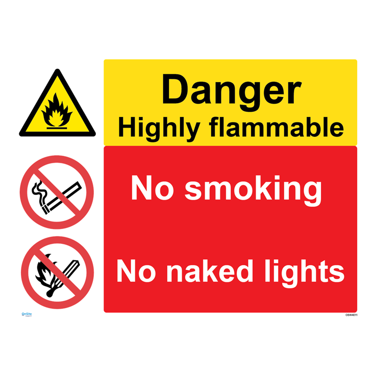 Danger highly flammable no smoking no naked lights - 1: Rigid Plastic - (600x450mm)