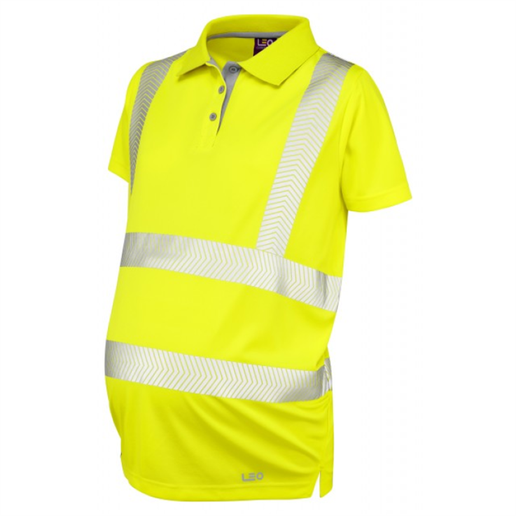 LEO LOVACOTT ISO 20471 Class 2 EcoViz Performance+ Maternity Polo Shirt - Yellow