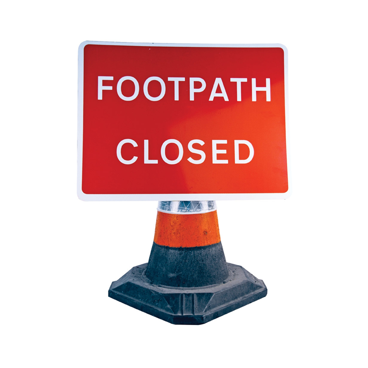 Footway Closed Cone Sign - 600 x 450mm