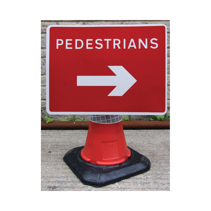 Pedestrian (Arrow Right) Cone Sign - 600 x 450mm