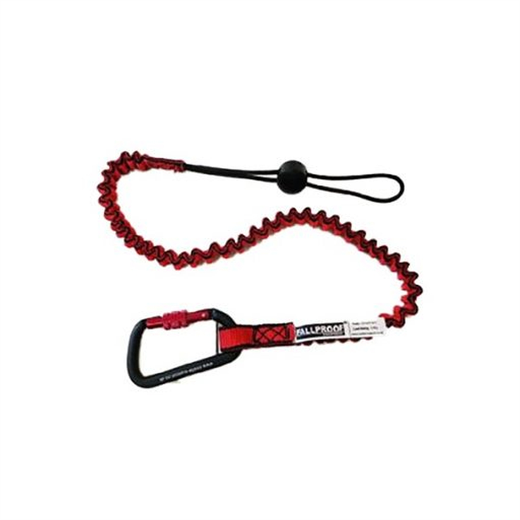 Personal Tool Lanyard w/ Aluminium Screwgate Karabiner & Barrel Choke - Red/Black - 6.8kg SWL, 1.3M