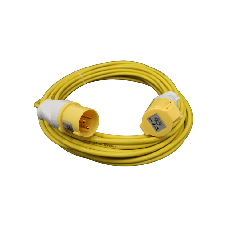110v 16amp Extension Lead - Yellow - 14m x 1.5mm