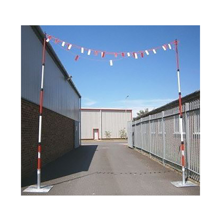 GS6 Height Restriction Goal Post Barrier With  Bunting - 7.3mH Posts (Fully Extended) / 25m Bunting