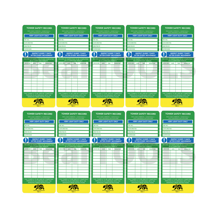 BearTOOLS Tower Inspection Record Inserts - Pk10