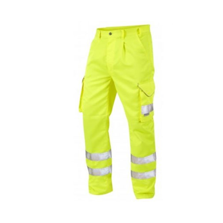 LEO Bideford Heavyweight Hi-Vis Polycotton Cargo Trousers - Yellow