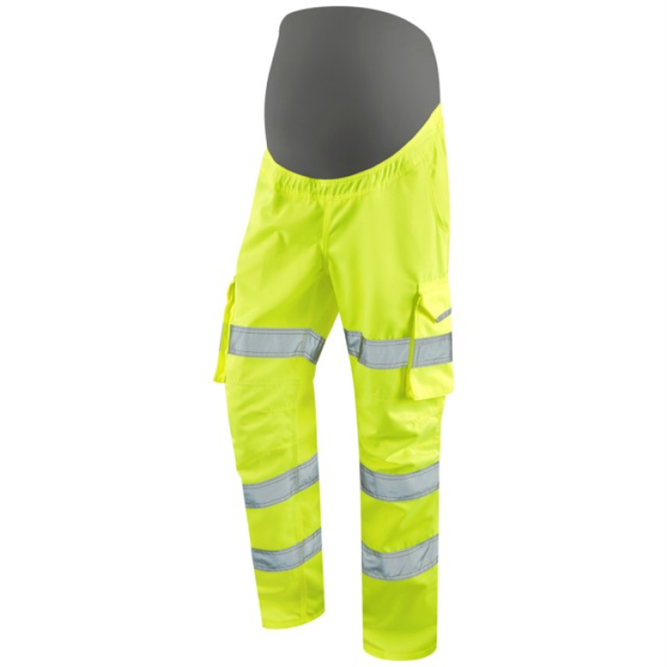 LEO VERITY ISO 20471 Class 2 Women's Poly/Cotton Women's Maternity Cargo Trouser - Yellow