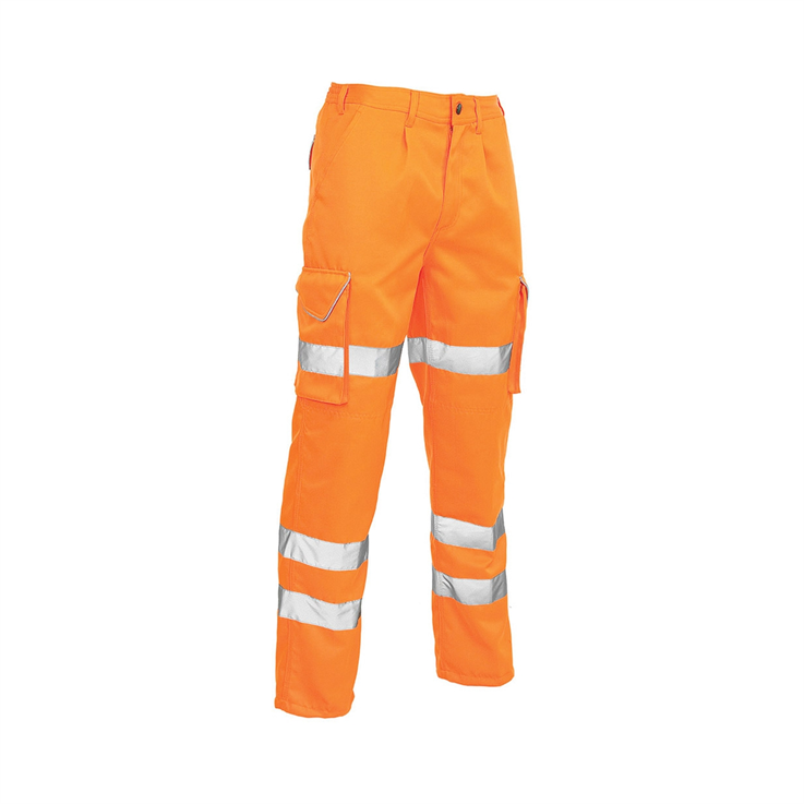 LEO Bideford Heavyweight Hi-Vis Poly / Cotton Cargo Trousers - Orange