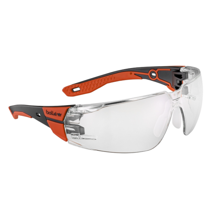 Bolle RUSH+ 2.0, Platinum Coated Safety Glasses - AS/AF Lens - Clear - Size M/L