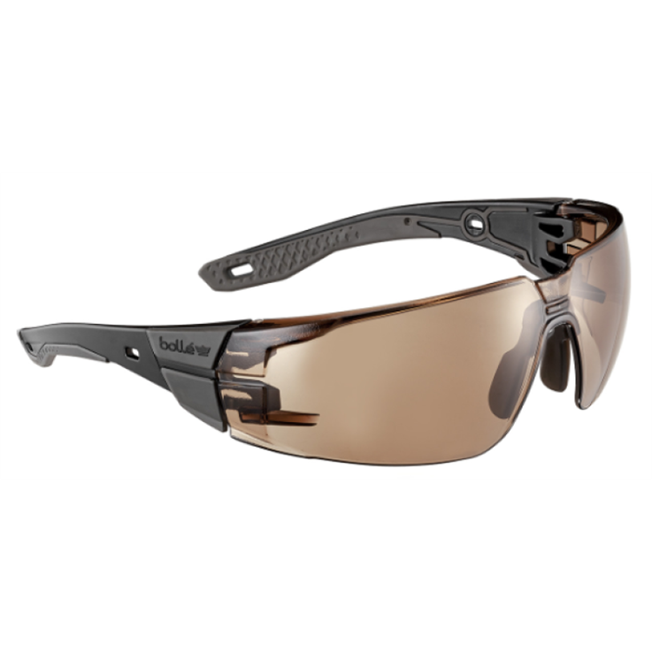Bolle RUSH+ 2.0 Platinum Coated, Customisable Safety Glasses - AS/AF Lens - Bronze - Size M/L
