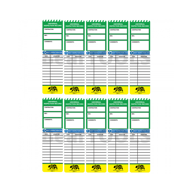 BearTOOLS Universal Inspection Record Inserts - Pk10