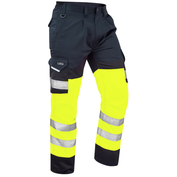 Premium Hi-Vis P/Cotton Cargo Trouser - Yellow/Navy
