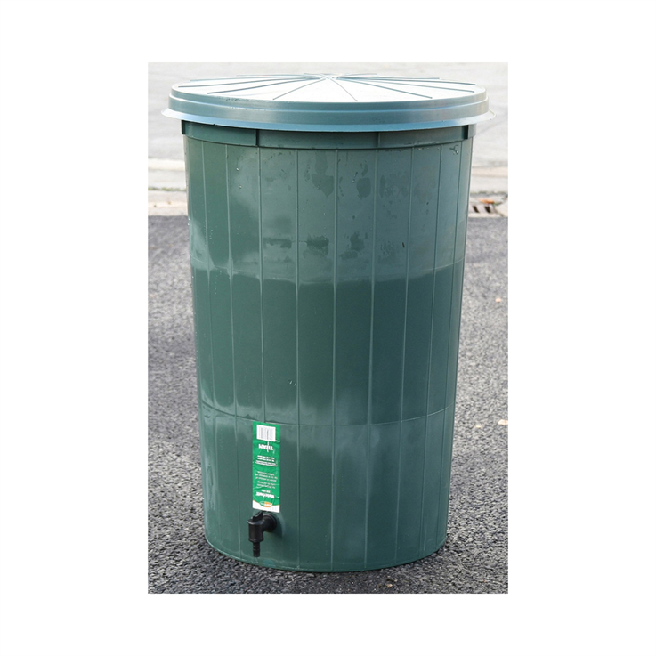 Water Butt c/w Lid & Tap - 225ltr/50 Gallon - Green - H 920mm x Dia 640mm / 225Ltr