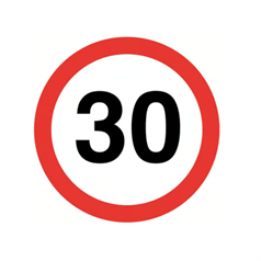 30mph 450mm circle RA1 Reflective 3mm Aluminium Comp c/w Channelling