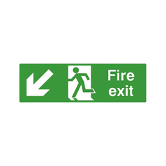 Fire exit - down and left - 1: Rigid Plastic - G: (300x100mm)