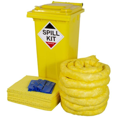 Chemical Spill Kit Yellow Wheeled Bin 120L