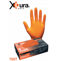 TD07 X-DURA GRIP Orange Nitrile Disposable Glove
