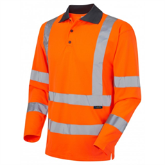 LEO WOOLSERY ISO 20471 Class 3 Coolviz Sleeved Polo Shirt (EcoViz) - Orange
