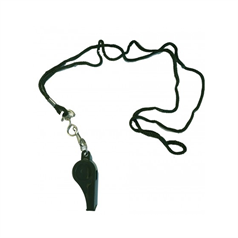 Plastic Whistle and Lanyard - Black - With Lanyard