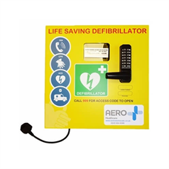 Outdoor Cabinet for Defibrillator with Heating, Lighting and Keypad Lock -  Yellow - 40 x 40 x 20cm
