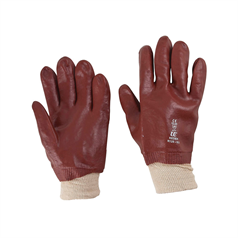PVC Knitwrist Gloves - Red - XL