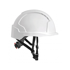 EVOLite® Micro Peak Unvented Linesman Helmet w/ Wheel Ratchet Harness & Four Point Chinstrap - White