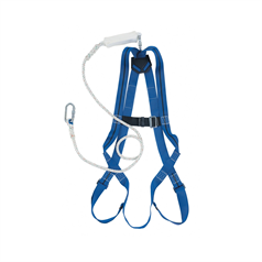 Lightweight Full Body Harness c/w 2m Lanyard & Shock Absorber - Black - With 2m Lanyard